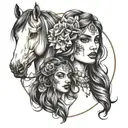face gypsy woman and horse tattoo design idea