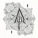 A minimalist design incorporating the initials AB, AR, CD, and MF in a unique and artistic way tattoo design idea