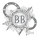 A minimalist design incorporating the initials AB, AR, CD, and MF in a unique and artistic way tattoo design idea