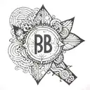 A minimalist design incorporating the initials AB, AR, CD, and MF in a unique and artistic way tattoo design idea