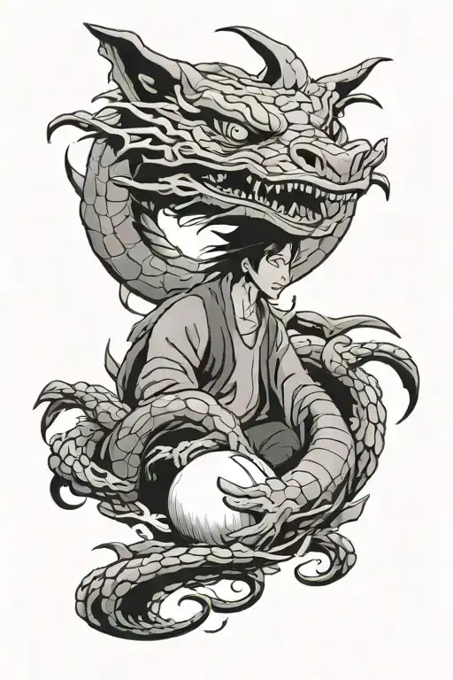 Haku from Spirited Away as a tattoo from the elbow to the ball of the hand under the thumb tattoo design idea