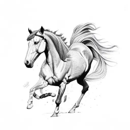 mustang horse outline shadow  tattoo design idea