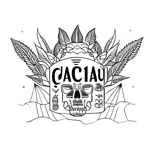 A vibrant Yucatán-inspired feast, with dishes adorned with cannabis leaves and traditional Mayan symbols tattoo design idea