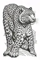 Snow leopard climbing tattoo design idea