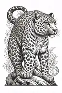 Snow leopard climbing tattoo design idea