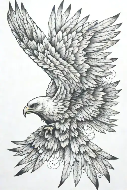 stylish wings spread tattoo design idea