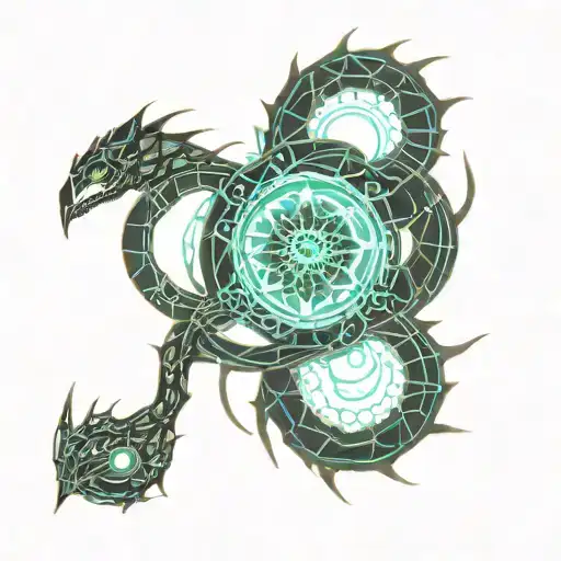 ouroboros skeletal leviathan tattoo design idea