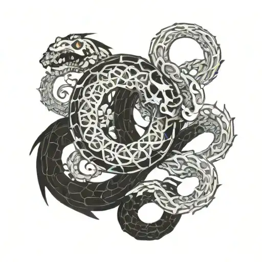 ouroboros skeletal leviathan tattoo design idea