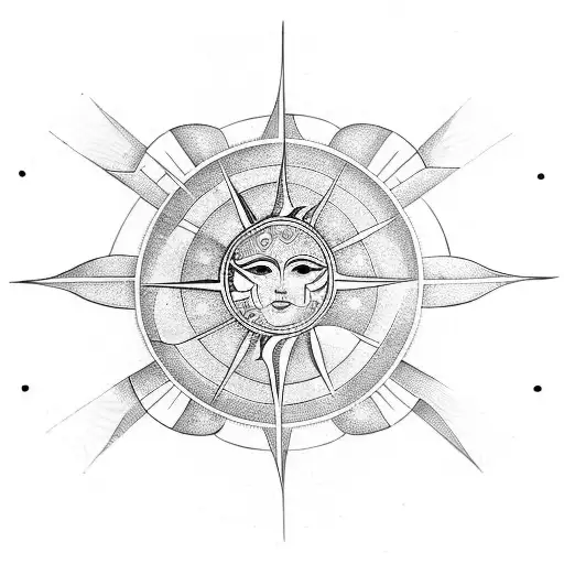 air and sun symbol, with gemini constelation and 24/05 in braille tattoo design idea
