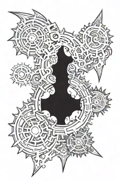 I WANT A "GOD OF WAR" OMEGA LOGO THAT BLENDS INTO A "GEARS OF WAR" LOGO tattoo design idea