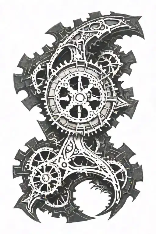 I WANT A GOD OF WAR SYMBOL THAT BLENDS INTO A GEARS OF WAR SYMBOL tattoo design idea