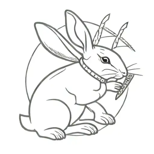 rabbit holding a butcher knife tattoo design idea