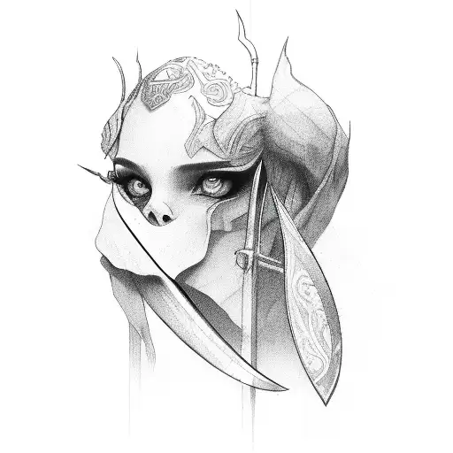 Grace with a sickle tattoo design idea