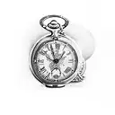 pocket watch half open, leaking fog tattoo design idea