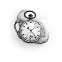 pocket watch half open, leaking fog tattoo design idea