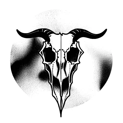 goat skull in circle tattoo design idea