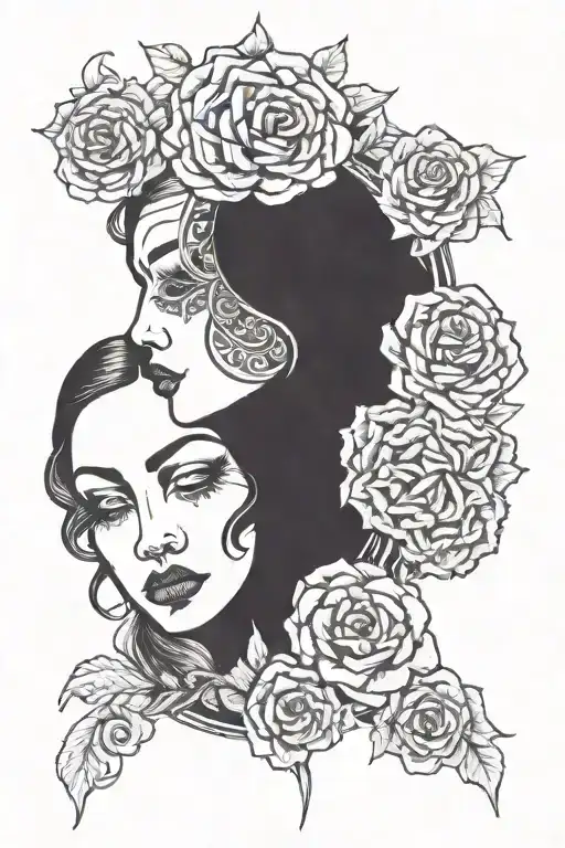 drama face masks tragedy and comedy tattoo design idea