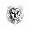 half face clown half king tattoo design idea