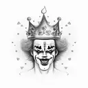 half face clown half king tattoo design idea