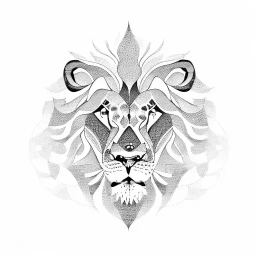 lion, mandala tattoo design idea