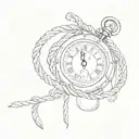 carrabiner, rope, sand clock tattoo design idea