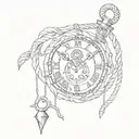 carrabiner, rope, sand clock tattoo design idea