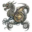 A majestic dragon intertwined with intricate welding tools and gears symbolizing the fusion of fantasy and craftsmanship tattoo design idea