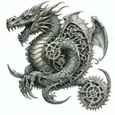 A majestic dragon intertwined with intricate welding tools and gears symbolizing the fusion of fantasy and craftsmanship tattoo design idea