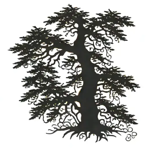 hemlock tree silhouette tattoo design idea