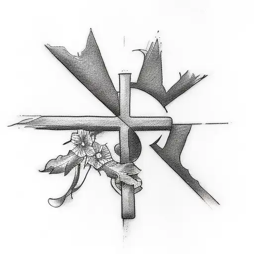 memorial cross tattoo with band with 1957-2012 and 1971-2017 on it tattoo design idea