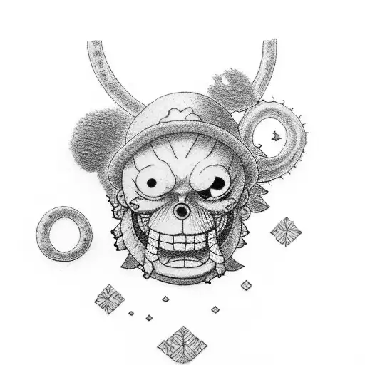 one piece ruffy manga style tattoo design idea