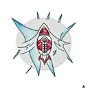 rocket ship infront of a chinese lantern tattoo design idea