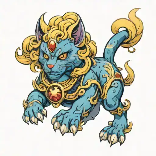 foo dog sailor moon merging together tattoo design idea