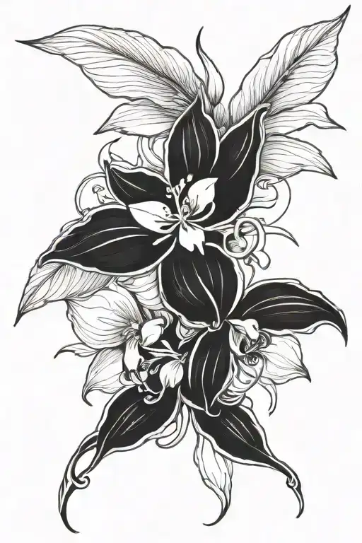 firefly and orchid flower intertwined tattoo design idea