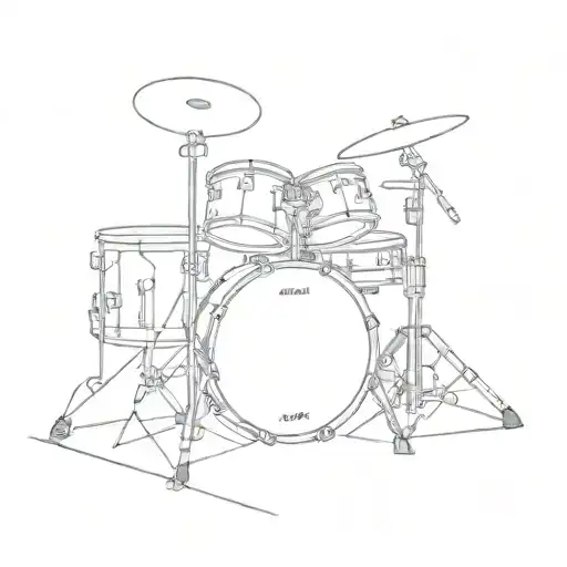 drum set small in black and gray  tattoo design idea