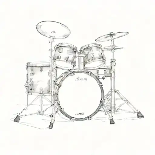 drum set small in black and gray  tattoo design idea