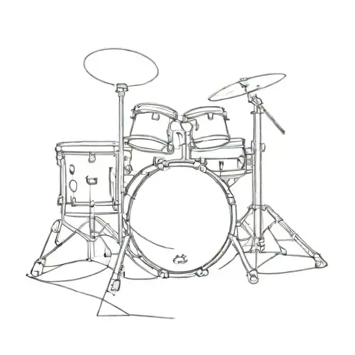drum set small in black and gray  tattoo design idea