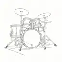 drum set small in black and gray  tattoo design idea