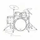 drum set small in black and gray  tattoo design idea