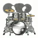 drum set outline small black and gray  tattoo design idea