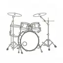 drum set small in black and gray  tattoo design idea