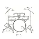 drum set small in black and gray  tattoo design idea