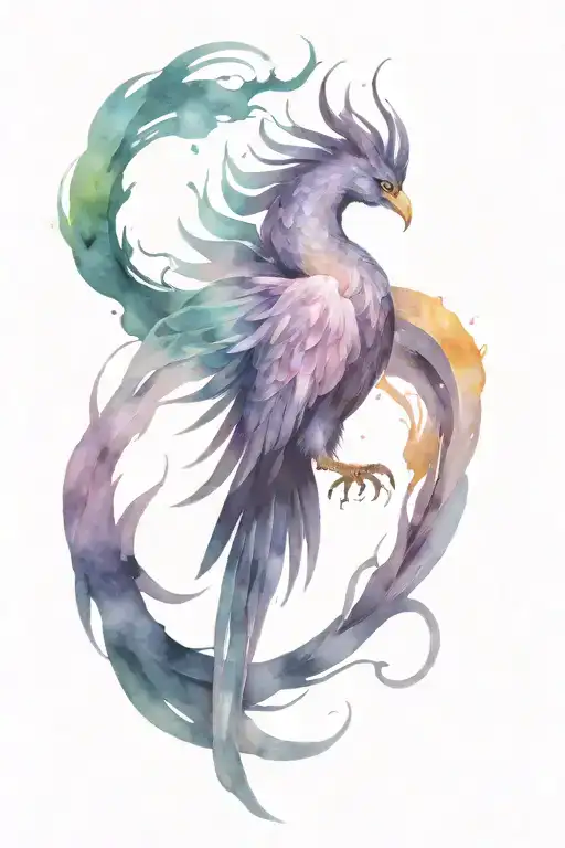 purple phoenix rising from the ashes symbolizing overcoming tattoo design idea