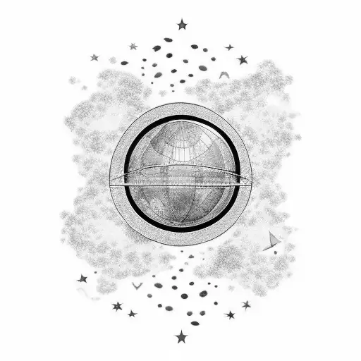 Album Parachutes from Coldplay with a galaxy behind the globe tattoo design idea