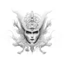 an androgynous divine entity that represents the duality between good and evil tattoo design idea