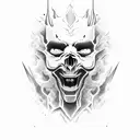 a demon coming out of a mans head in yhe shape of smoke tattoo design idea