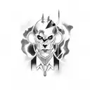 a demon coming out of a mans head in yhe shape of smoke tattoo design idea