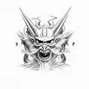 a demon coming out of a mans head in yhe shape of smoke tattoo design idea