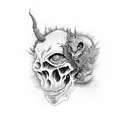 a demon coming out of a mans head in yhe shape of smoke tattoo design idea