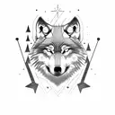 wolf with viking writing tattoo design idea